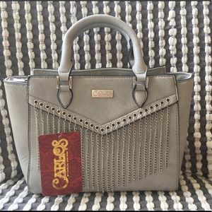 Carlos Santana Gray/Silver Fringe Medium Purse NWT